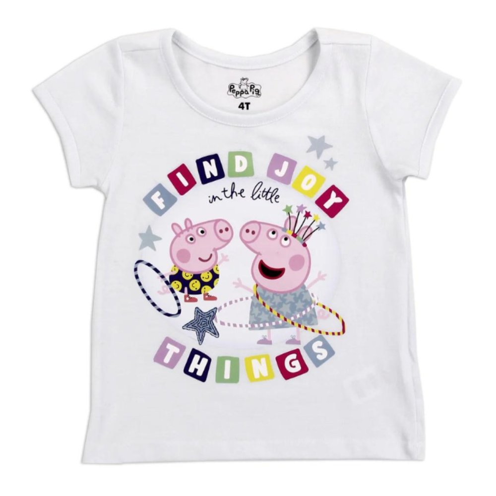 Peppa Pig Toddler Girls Short Sleeve T-Shirt | Find Joy in Little Things Tee
